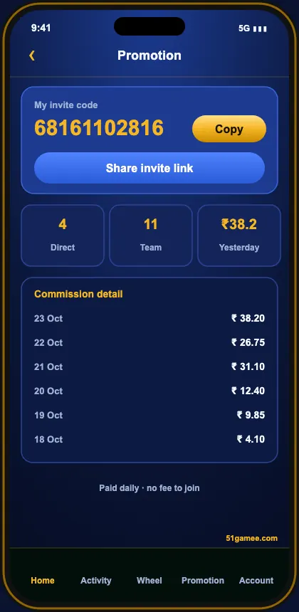 51 Game promotion tab